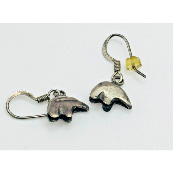 Earrings Bear Fetish Vintage Three Dimensional Sterling Silver 925 for Women - Picture 6 of 6